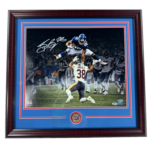 Saquon Barkley Signed 16x20 Framed Rookie Hurdle Photo NY Giants Auto PSA COA
