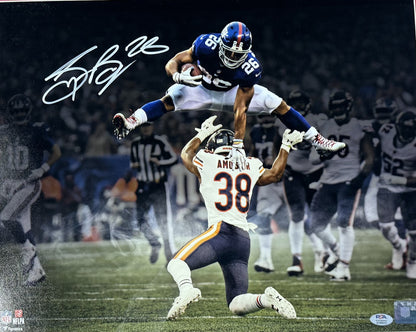 Saquon Barkley Signed 16x20 Framed Rookie Hurdle Photo NY Giants Auto PSA COA