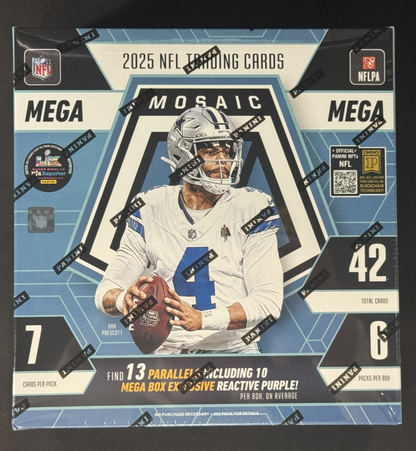 2025 Panini Mosaic NFL Mega Box Factory Sealed Purple Reactive Parallels