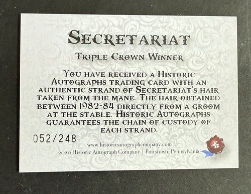 Secretariat SP 2020 Historical Dna Hair Strand 1973 Preakness Triple Crown /248