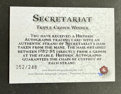 Secretariat SP 2020 Historical Dna Hair Strand 1973 Preakness Triple Crown /248