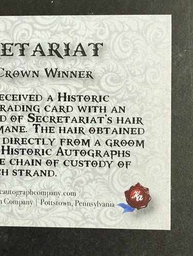 Secretariat SP 2020 Historical Dna Hair Strand 1973 Preakness Triple Crown /248