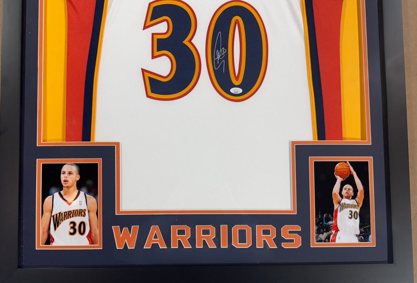 Stephen Curry Signed Framed Rookie Year Jersey M+Ness GS Warriors Auto JSA COA