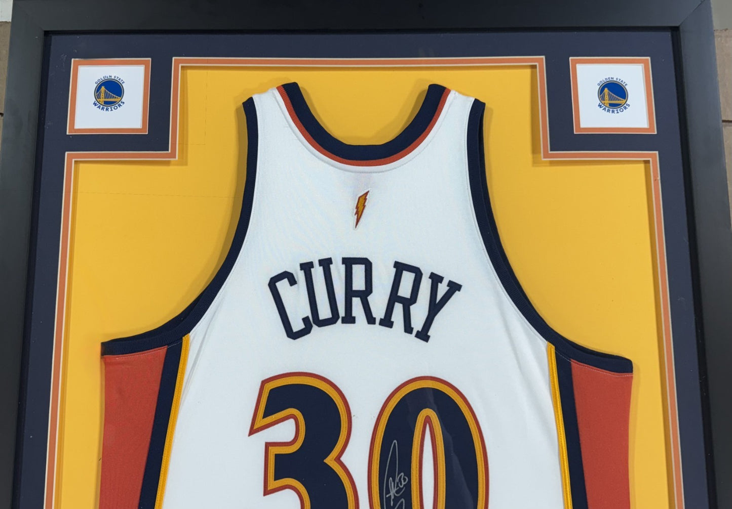 Stephen Curry Signed Framed Rookie Year Jersey M+Ness GS Warriors Auto JSA COA