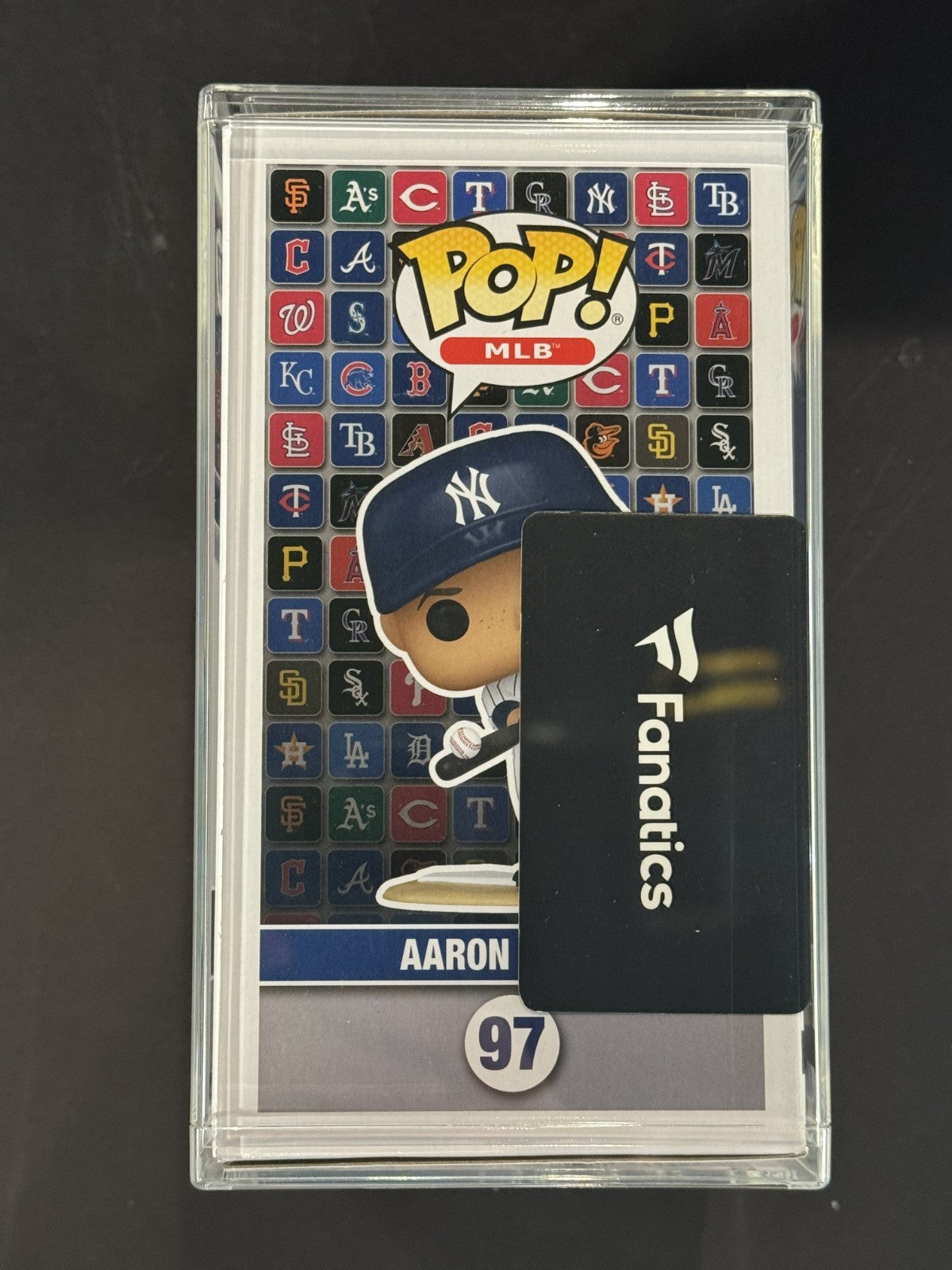 Aaron Judge Signed Funko Pop with Case NY Yankees Mint Auto Fanatics MLB COA