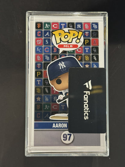 Aaron Judge Signed Funko Pop with Case NY Yankees Mint Auto Fanatics MLB COA