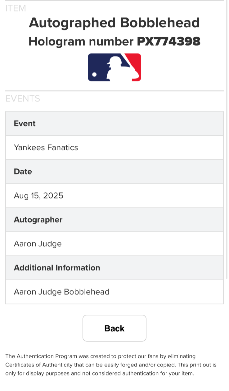 Aaron Judge Signed Funko Pop with Case NY Yankees Mint Auto Fanatics MLB COA
