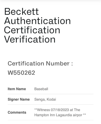 Kodai Senga Mets Signed Official MLB Baseball NY Mets Mint Autograph BAS COA