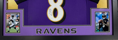 Lamar Jackson Signed Framed Jersey Baltimore Ravens # 8 Mint Auto MVP JSA COA