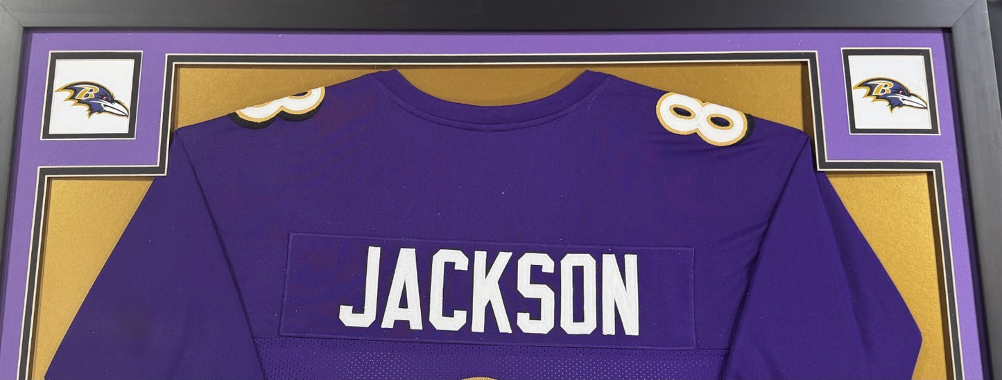 Lamar Jackson Signed Framed Jersey Baltimore Ravens # 8 Mint Auto MVP JSA COA