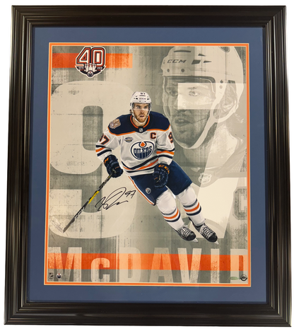 Connor McDavid Signed 20x24 Framed Photo Edmonton Oilers Upper Deck Auto Uda COA