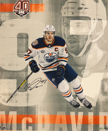 Connor McDavid Signed 20x24 Framed Photo Edmonton Oilers Upper Deck Auto Uda COA