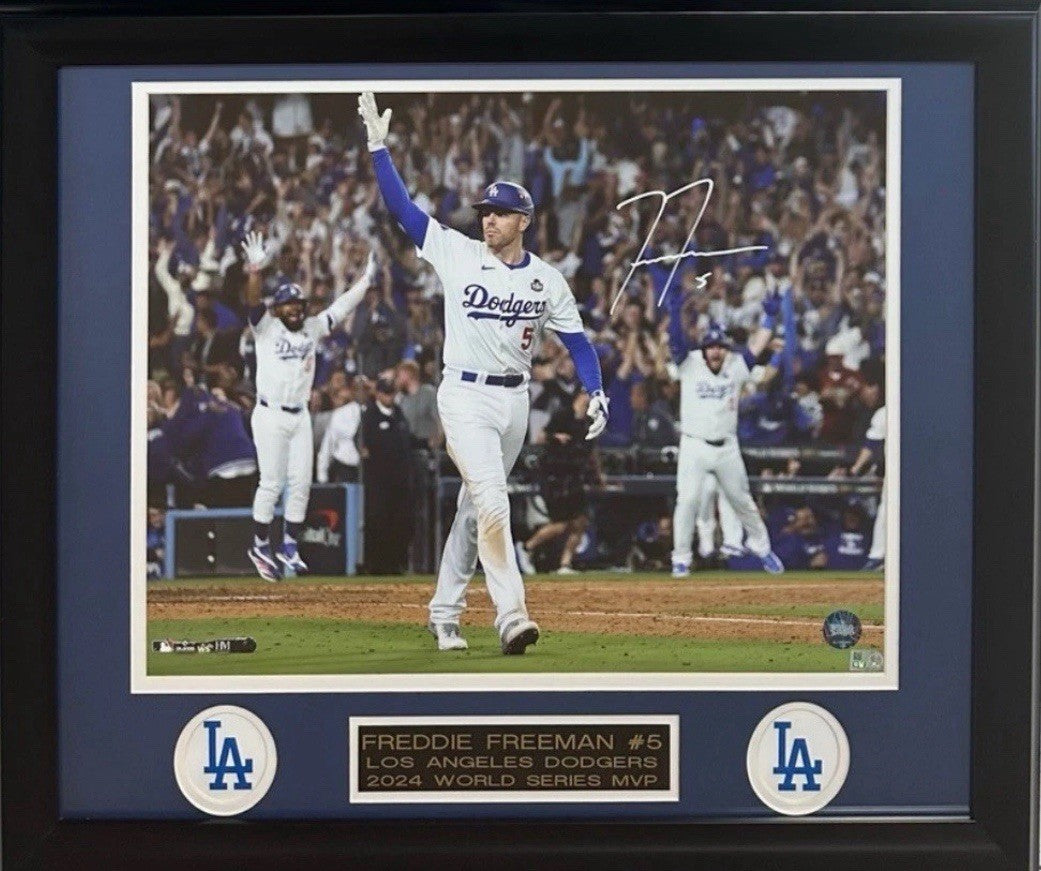 Freddie Freeman Signed 16x20 Framed Walkoff HR Photo Dodgers Auto WS MVP MLB COA