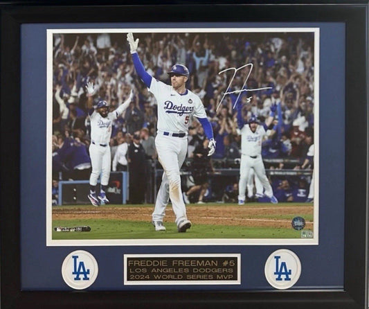 Freddie Freeman Signed 16x20 Framed Walkoff HR Photo Dodgers Auto WS MVP MLB COA