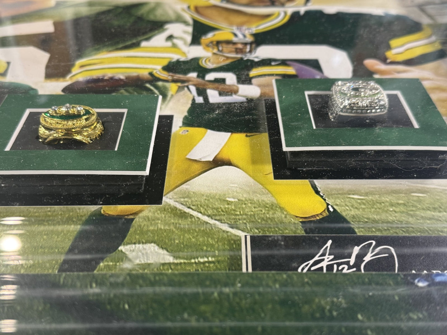 Green Bay Packers 24x30 3D Framed Super Bowl Rings Photo Shadowbox Rodgers Favre