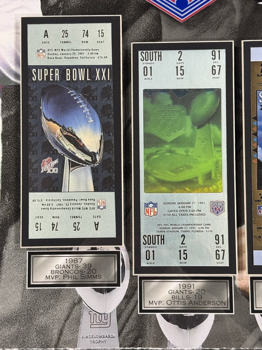 New York Giants Framed 25x32 3D Super Bowl Champions Ticket Collage LT Eli HOF