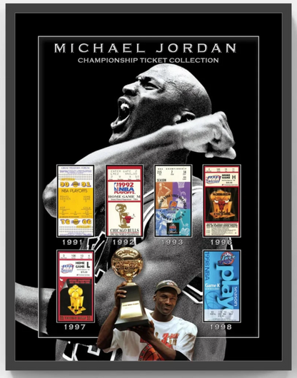 Michael Jordan Chicago Bulls 6 Championship Replica Tickets Framed 3d Photo HOF
