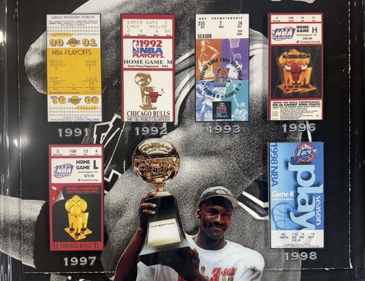 Michael Jordan Chicago Bulls 6 Championship Replica Tickets Framed 3d Photo HOF