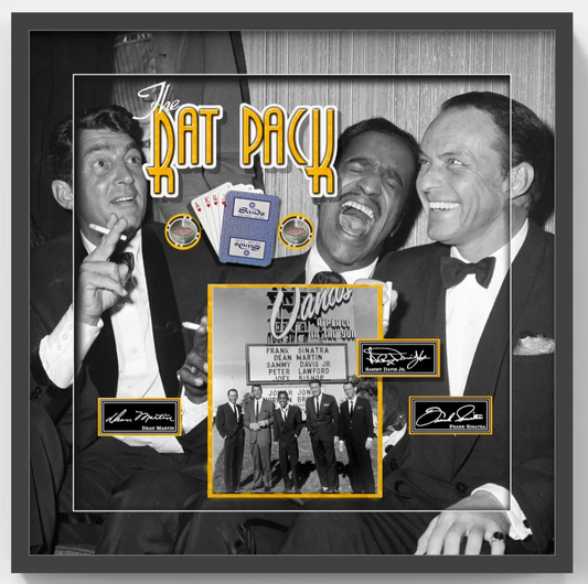 The Rat Pack 26x26 Framed 3D Photo W/ Cards Chips Sinatra Martin Facsimile Auto