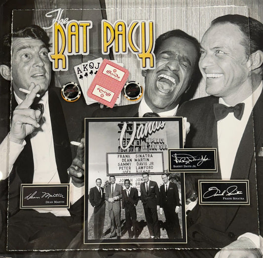 The Rat Pack 26x26 Framed 3D Photo W/ Cards Chips Sinatra Martin Facsimile Auto