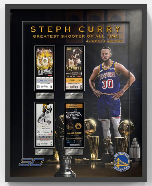 Stephen Curry 24x30 Framed Golden State Warriors Championship Ticket Collection