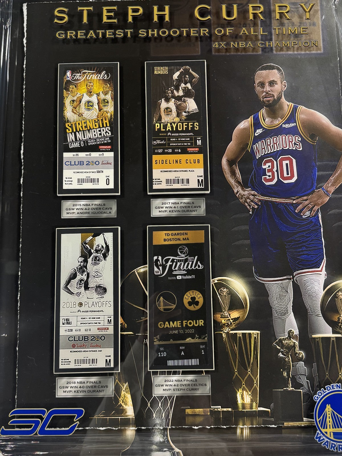 Stephen Curry 24x30 Framed Golden State Warriors Championship Ticket Collection