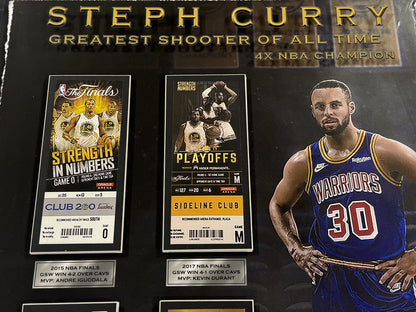Stephen Curry 24x30 Framed Golden State Warriors Championship Ticket Collection