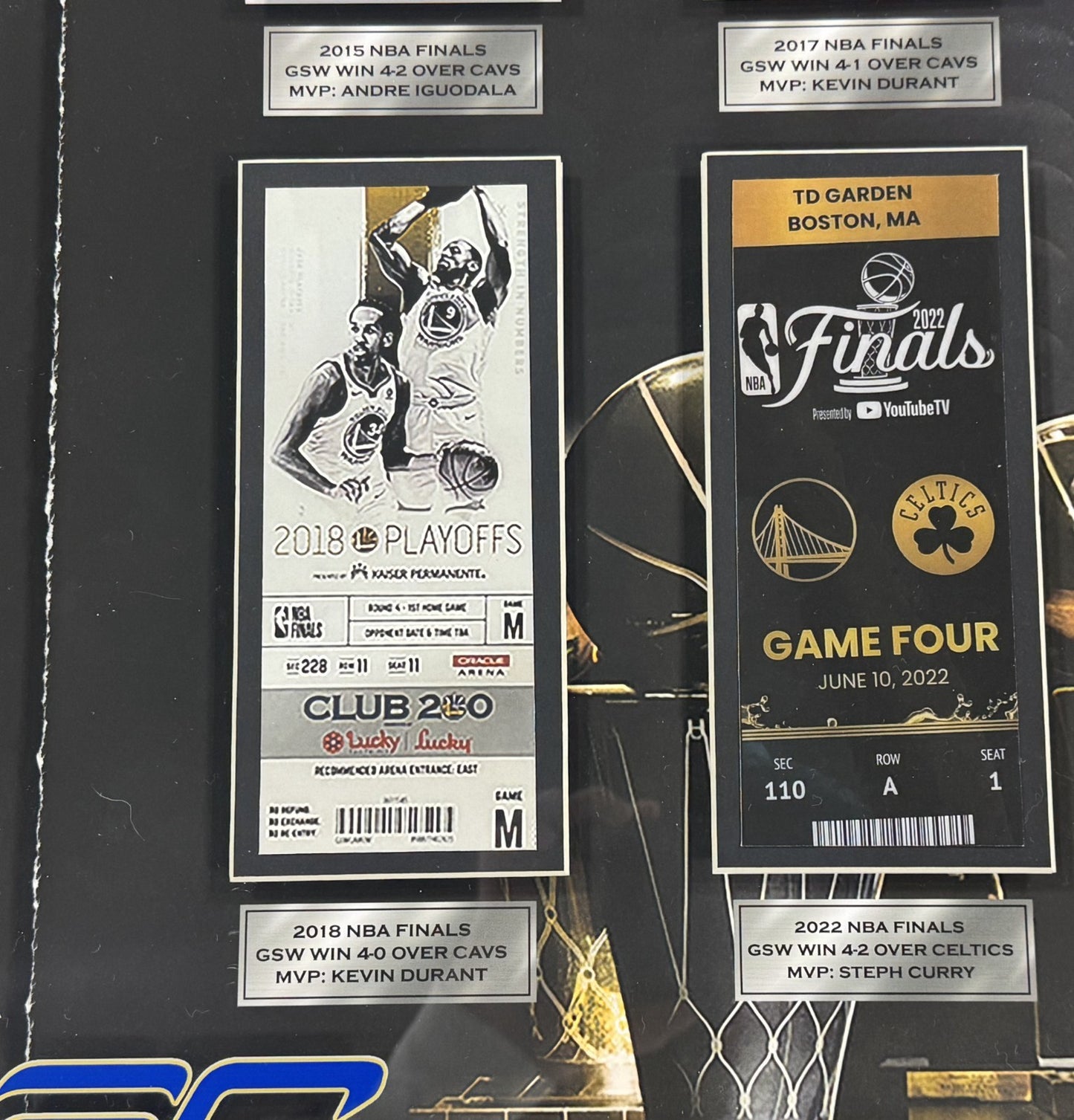 Stephen Curry 24x30 Framed Golden State Warriors Championship Ticket Collection