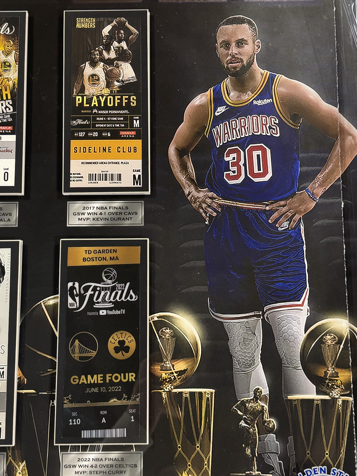 Stephen Curry 24x30 Framed Golden State Warriors Championship Ticket Collection