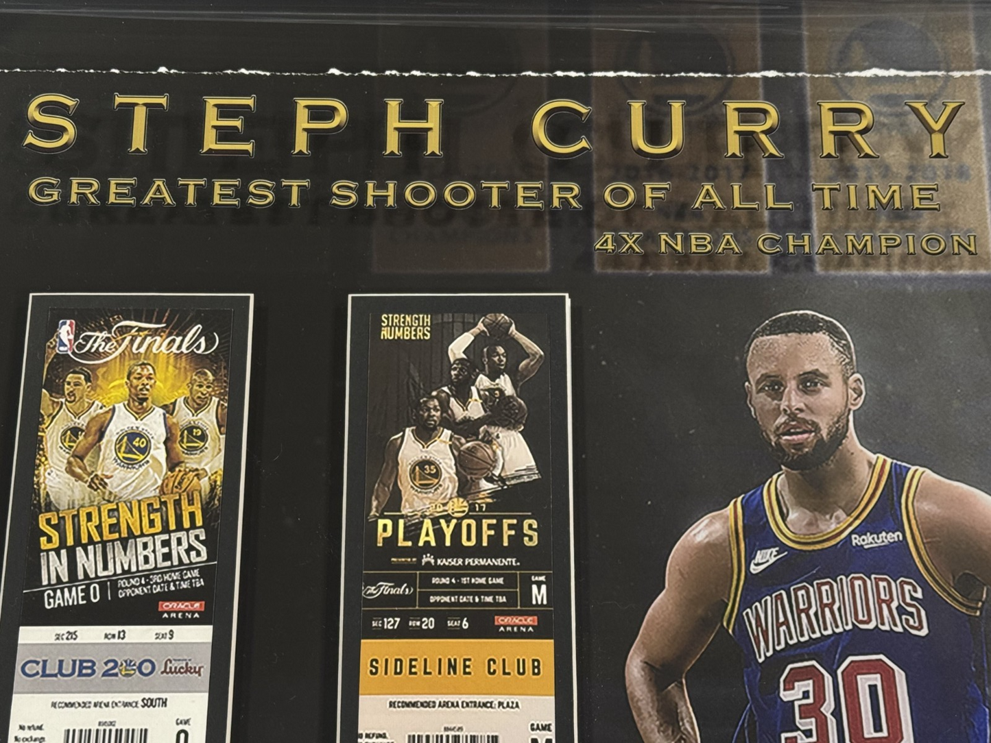 Stephen Curry 24x30 Framed Golden State Warriors Championship Ticket Collection
