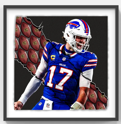 Josh Allen 30x30 Framed 3D Ripping Through Photo Buffalo Bills Football Collage