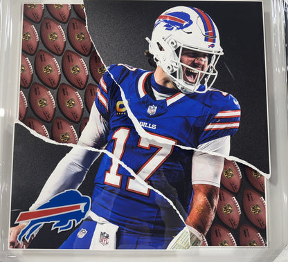 Josh Allen 30x30 Framed 3D Ripping Through Photo Buffalo Bills Football Collage