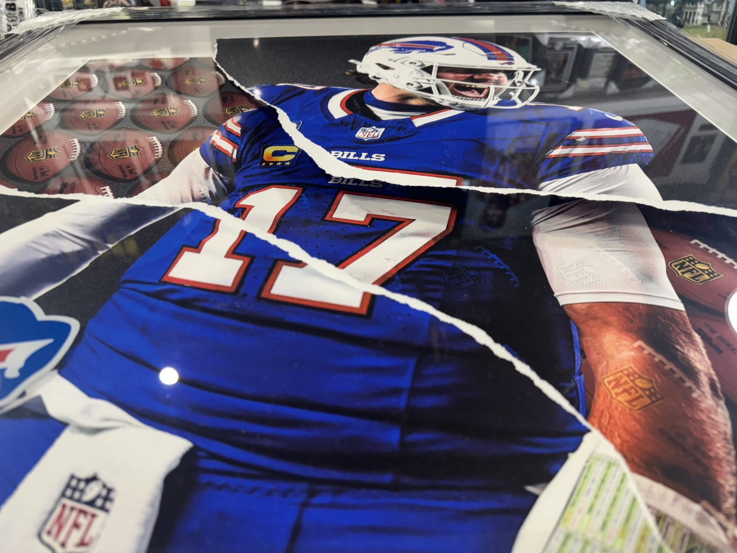 Josh Allen 30x30 Framed 3D Ripping Through Photo Buffalo Bills Football Collage