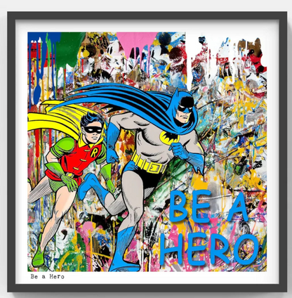 Batman and Robin Be a Hero 26x26 Custom Framed 3D Photo Shadowbox