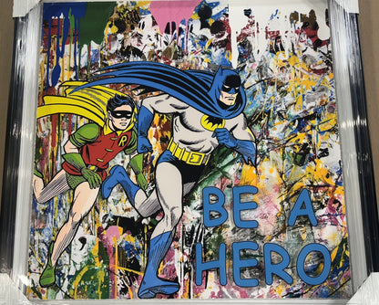 Batman and Robin Be a Hero 26x26 Custom Framed 3D Photo Shadowbox