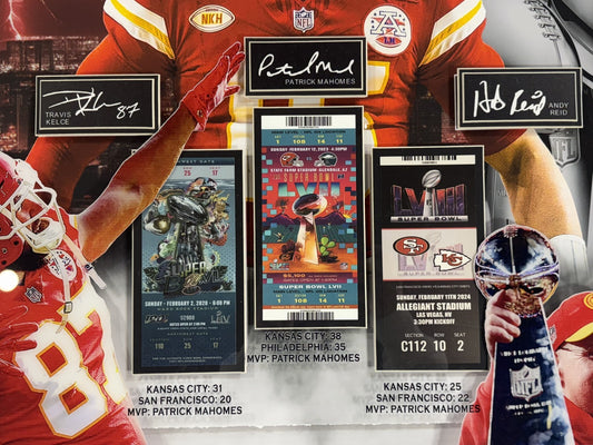 Kansas City Chiefs Framed 3D Super Bowl Ticket Photo Mahomes Kelce Printed Auto