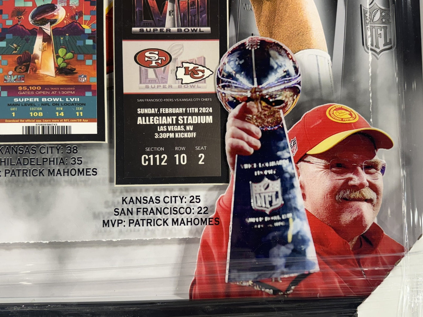 Kansas City Chiefs Framed 3D Super Bowl Ticket Photo Mahomes Kelce Printed Auto
