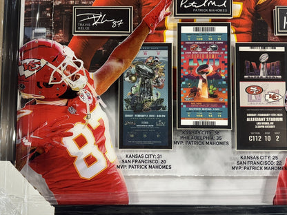 Kansas City Chiefs Framed 3D Super Bowl Ticket Photo Mahomes Kelce Printed Auto