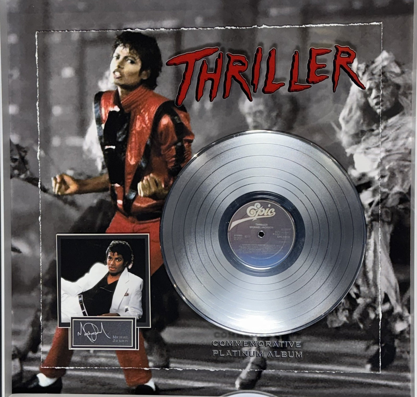 Michael Jackson 26x26 Thriller 3D Framed Photo Platinum Record Facsimile Auto
