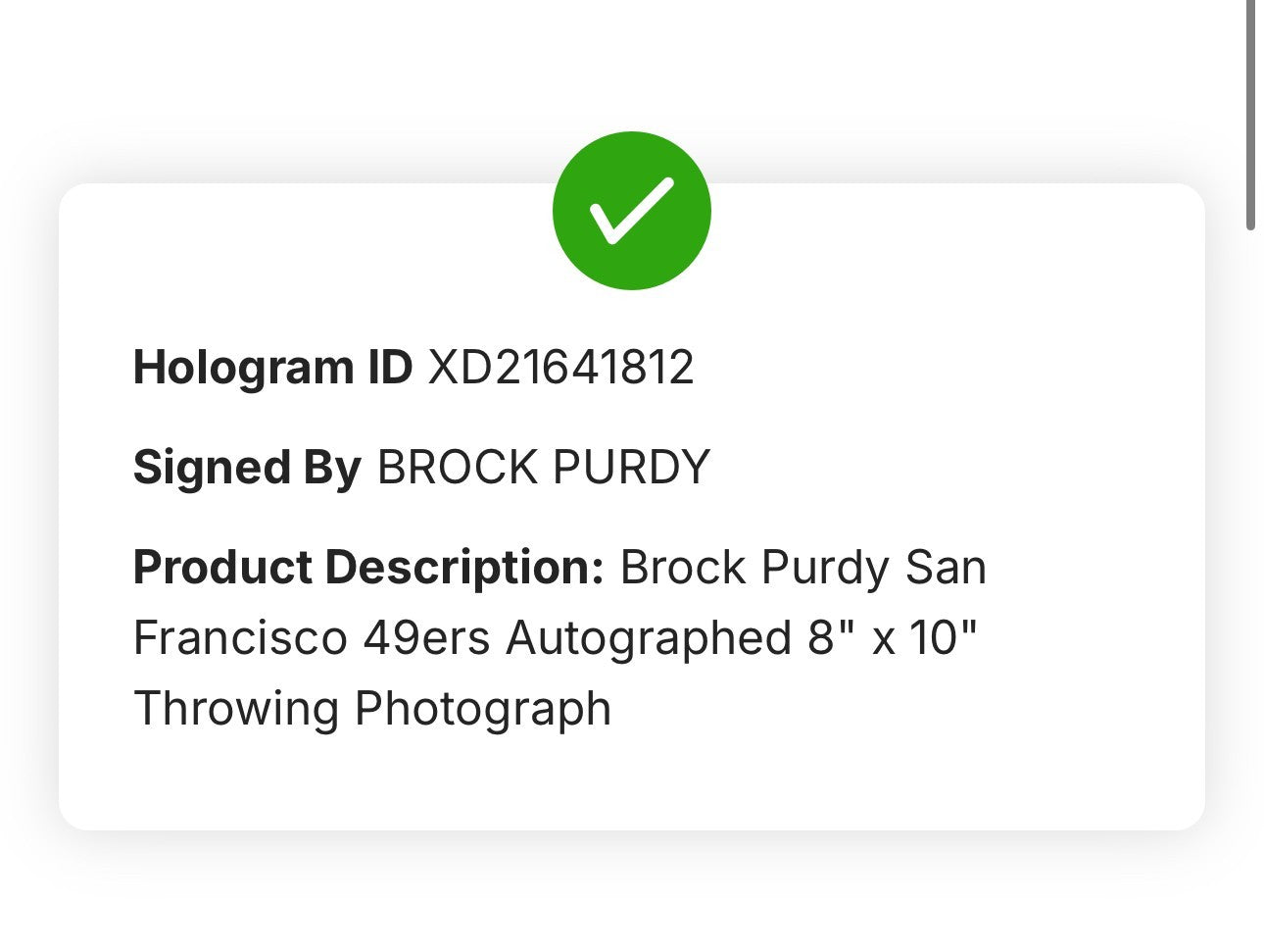 Brock Purdy Signed 8x10 Photo Framed San Francisco 49ers Auto Fanatics COA