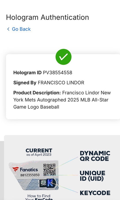 Francisco Lindor Signed 2025 All Star Game Baseball NY Mets Auto Fanatics COA