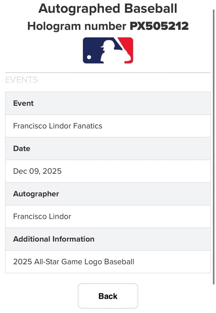Francisco Lindor Signed 2025 All Star Game Baseball NY Mets Auto Fanatics COA