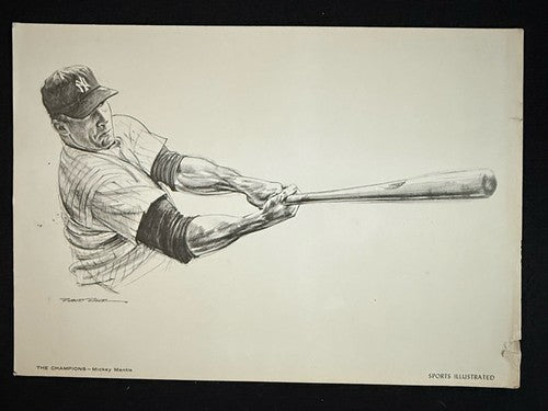 Mickey Mantle Drawing Robert Riger Sports Illustrated 8x11 Photo Champions Rare