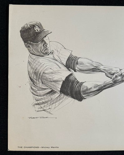 Mickey Mantle Drawing Robert Riger Sports Illustrated 8x11 Photo Champions Rare