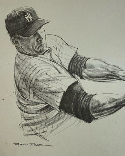 Mickey Mantle Drawing Robert Riger Sports Illustrated 8x11 Photo Champions Rare