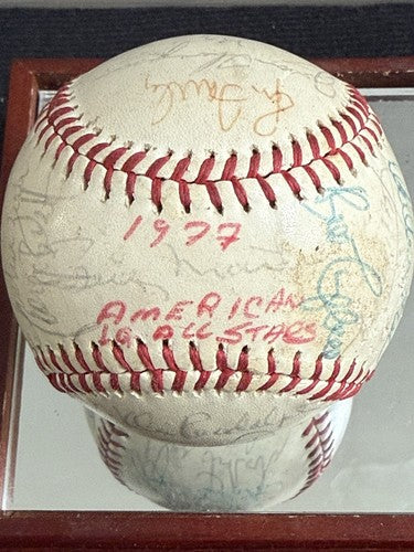 1977 A.L All Star Game Team Signed Baseball Thurman Munson Brett Auto Psa W/case