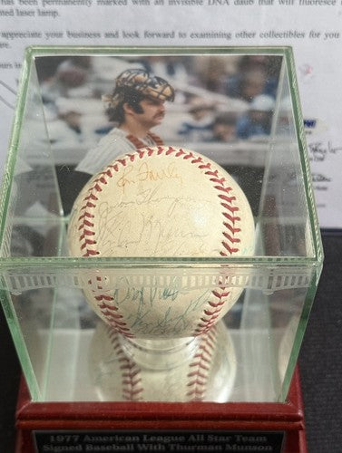 1977 A.L All Star Game Team Signed Baseball Thurman Munson Brett Auto Psa W/case