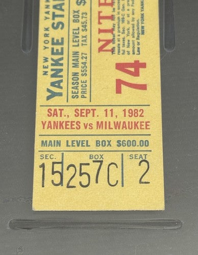 Don Mattingly Yankees 1st Mlb At Bat FULL Ticket 9/11 1982 Psa 7 Pop 1  Rookie