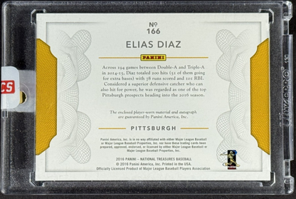 2016 Panini National Treasures Elias Diaz Rookie Patch Auto LE /25 Pirates RPA