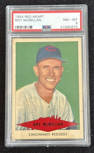 1954 Red Heart Roy McMillan PSA 8 NM - Mint Beauty  High End Centered